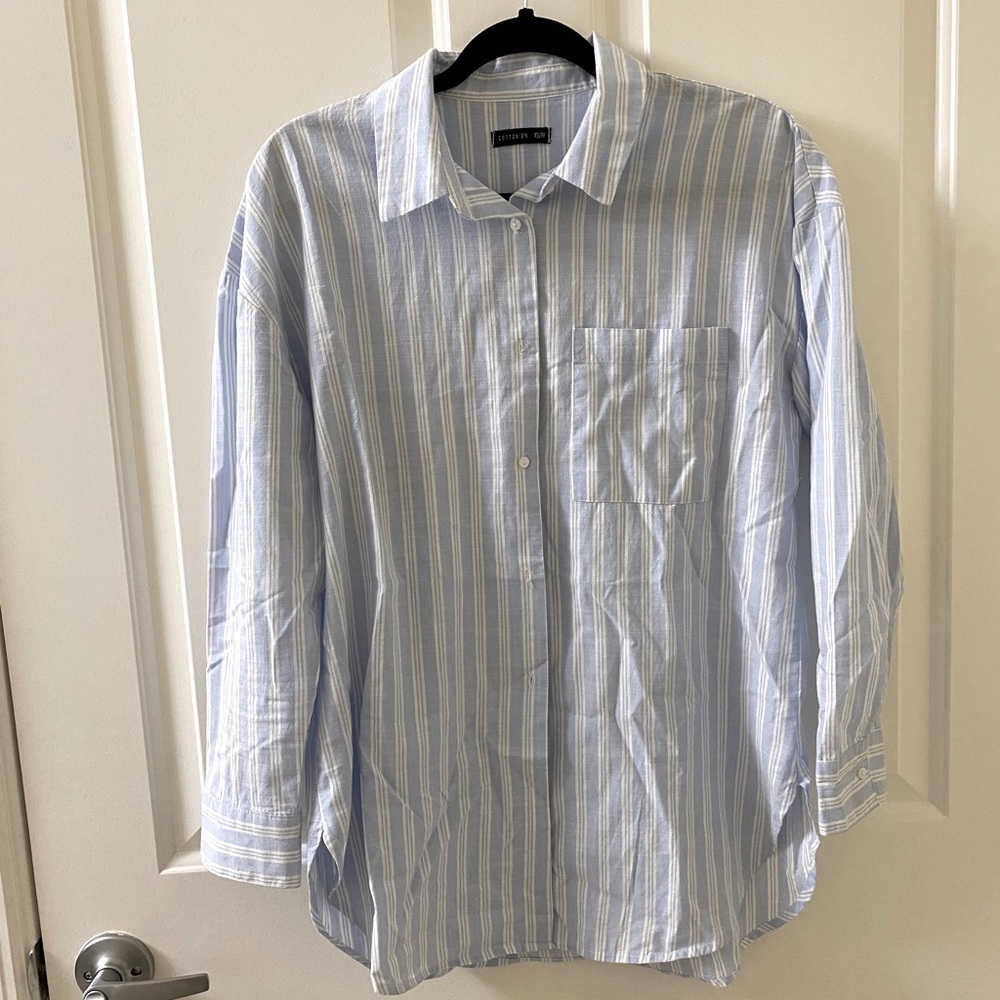 Cotton On striped linen button down shirt